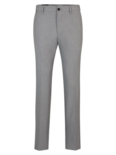 Shop Hugo Boss Men's Slim-fit Trousers In Micro-patterned Performance-stretch Fabric In Grey