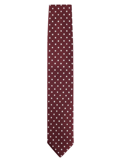 Shop Hugo Boss Men's Silk-jacquard Tie With Micro Pattern In Dark Red