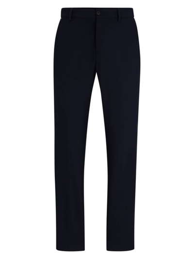 Shop Hugo Boss Men's Slim-fit Trousers In Micro-patterned Performance-stretch Fabric In Dark Blue