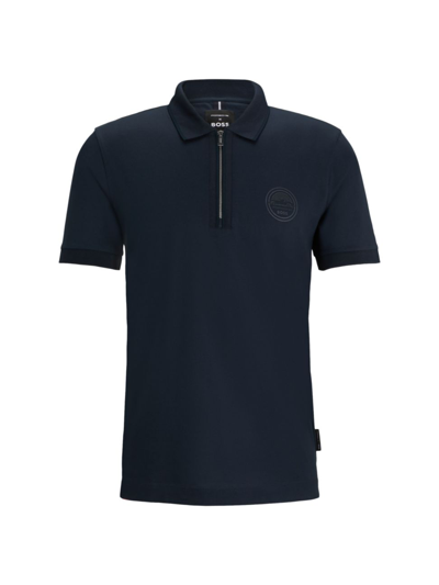 Shop Hugo Boss Men's Porsche X Boss Polo Shirt In Mercerized Cotton In Dark Blue