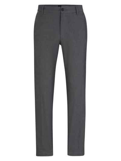 Shop Hugo Boss Men's Regular-fit Trousers In Patterned Stretch Cotton In Dark Blue
