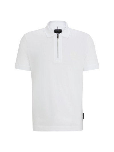 Shop Hugo Boss Men's Porsche X Boss Polo Shirt In Mercerized Cotton In White