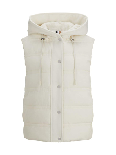 Shop Hugo Boss Women's Hybrid Hooded Jacket Gilet With Teddy Linning In Natural