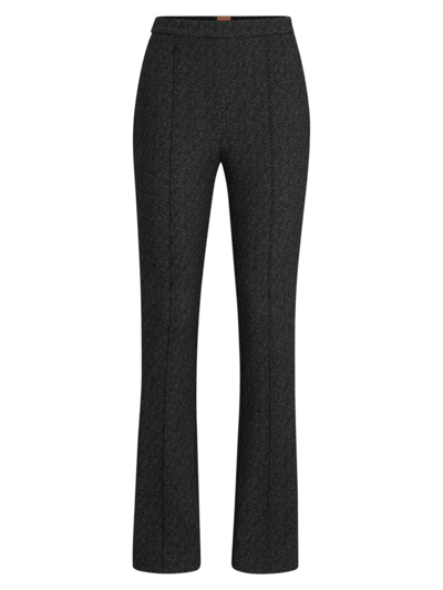 Shop Hugo Boss Women's Slim-fit High-rise Trousers In Stretch Jersey In Dark Grey
