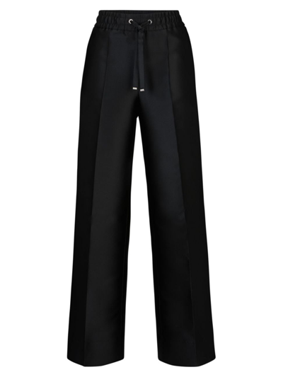 Shop Hugo Boss Women's Relaxed-fit Trousers In Satin With Drawstring Waist In Black