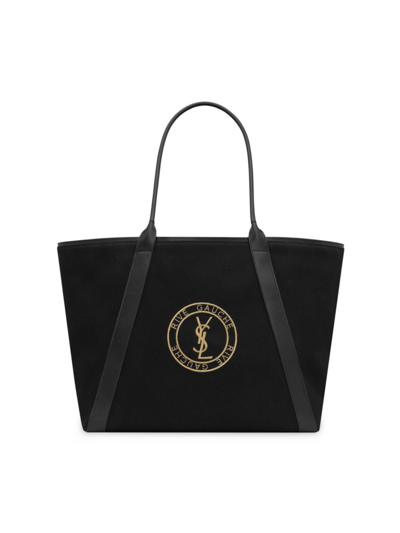 Shop Saint Laurent Women's Rive Gauche Tote Bag In Canvas In Black
