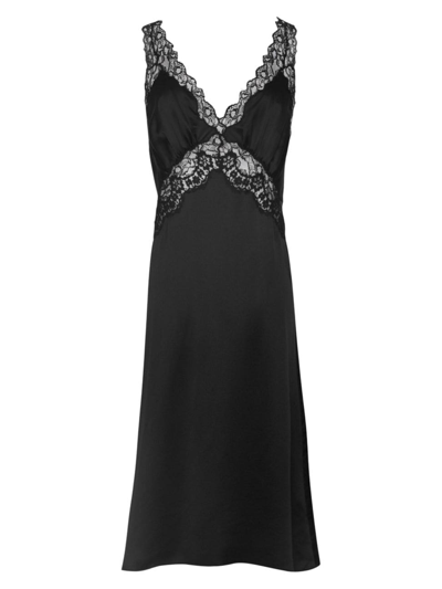 Shop Saint Laurent Women's Slip Dress In Silk Satin Crepe In Black