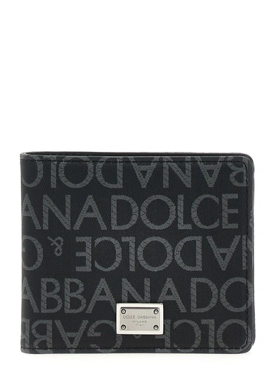 Shop Dolce & Gabbana Jacquard Logo Wallet In Black