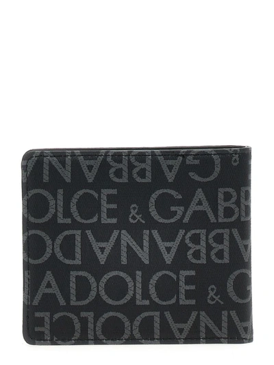 Shop Dolce & Gabbana Jacquard Logo Wallet In Black