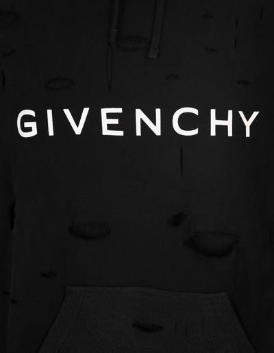 Shop Givenchy Hoodie With Delavé Destroyed Effect In Black