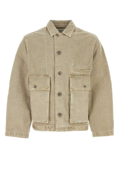 Shop Lemaire Buttoned Denim Shirt Jacket In Beige