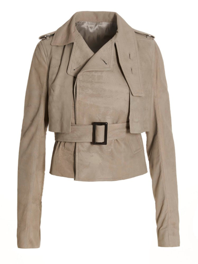 Shop Rick Owens Belted Trench Jacket In Grey