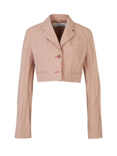 Shop Acne Studios Long Sleeved Cropped Blazer In Pink