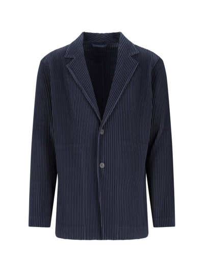 Shop Issey Miyake Homme Plissé  Single Breasted Pleated Blazer In Blue