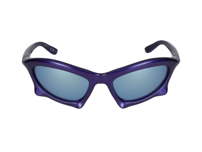 Shop Balenciaga Eyewear Bat Frame Sunglasses In Blue