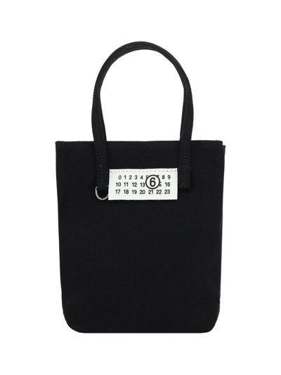 Shop Mm6 Maison Margiela Logo Patch Mini Tote Bag In Black