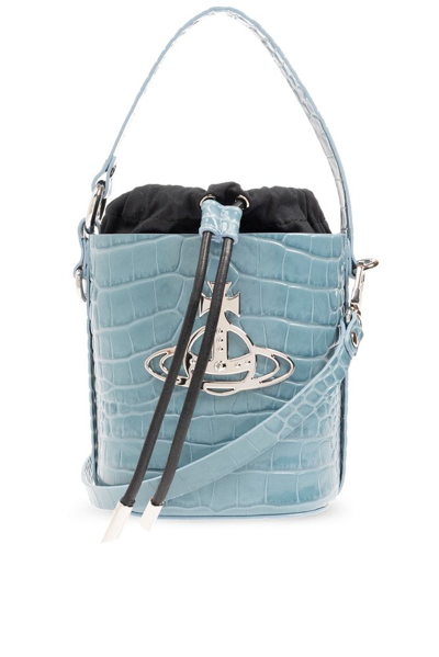 Shop Vivienne Westwood Daisy Embossed Bucket Bag In Blue