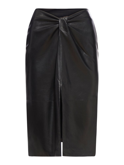 Shop Saint Laurent Twist Pencil Skirt In Black