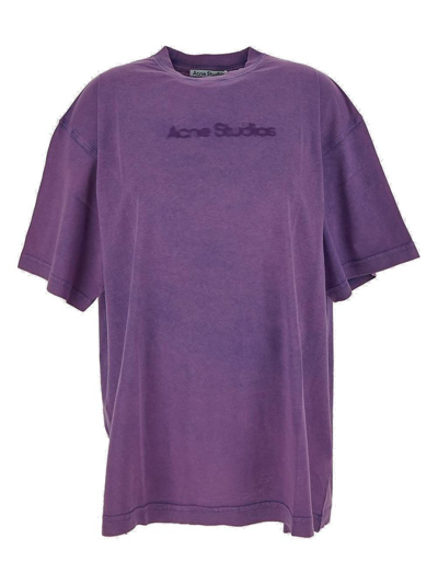 Shop Acne Studios Logo Detailed Crewneck T In Purple