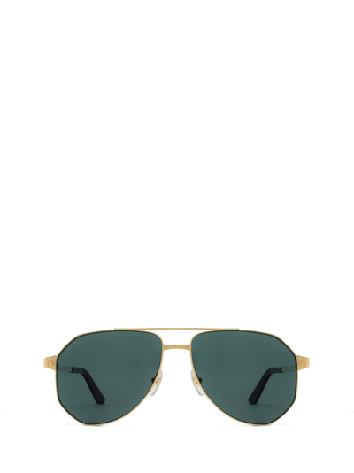 Shop Cartier Pilot Frame Sunglasses In Gold
