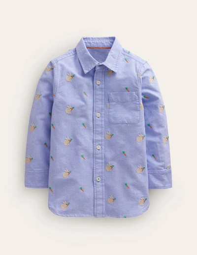 Shop Mini Boden Embroidered Oxford Shirt Blue Bunny Embroidery Boys Boden
