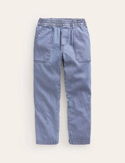 Shop Boden Ticking Pull On Pants Medieval Blue Ticking Stripe Boys
