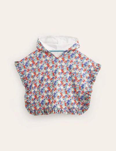 Shop Boden Towelling Poncho Hoodie Multi Nautical Floral Girls