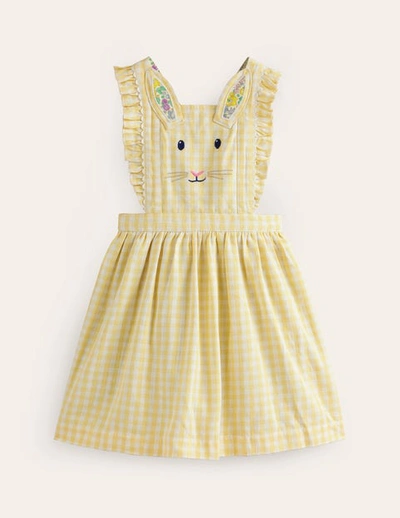 Shop Mini Boden Charming Pinafore Dress Honey / Ivory Stripe Bunny Girls Boden