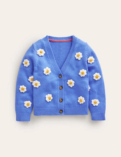 Shop Mini Boden Fun Crochet Cardigan Blue Heron Daisy Girls Boden