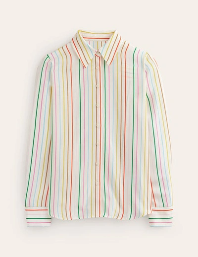 Shop Boden Sienna Silk Shirt Ivory, Multi Stripe Women