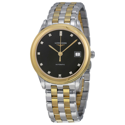 Shop Longines Flagship Automatic Black Dial Men's Watch L4.774.3.57.7 In Two Tone  / Black / Gold / Gold Tone / Yellow