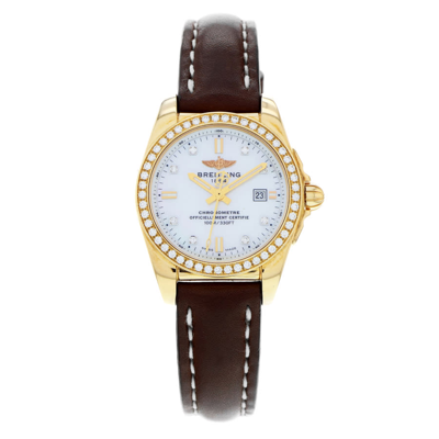 Shop Breitling Galactic Quartz Diamond Ladies Watch H7234853/a792-484x In Brown / Gold / Gold Tone / Mop / Mother Of Pearl / Rose / Rose Gold / Rose Gold Tone