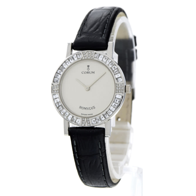Shop Corum Romvlvs Quartz Diamond Silver Dial Ladies Watch 50.211.79 In Black / Gold / Gold Tone / Silver / White