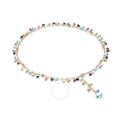 Shop Marco Bicego Paradise Collection 18k Yellow Gold Blue Topaz And Mixed Gemstone Lariat Necklace In Gold-tone, Multi-color