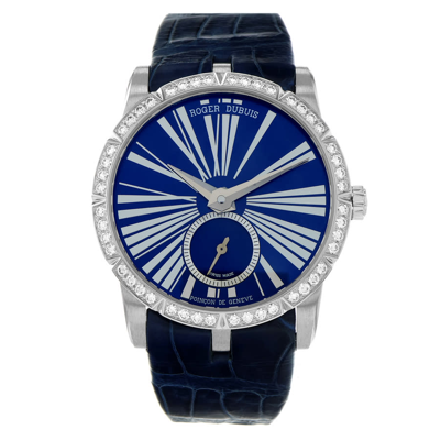 Shop Roger Dubuis Excalibur Automatic Diamond Blue Dial Ladies Watch 86180