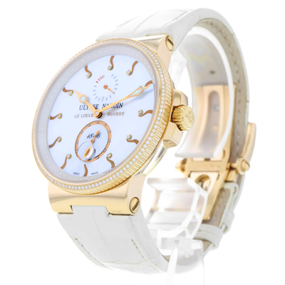 Shop Ulysse Nardin Marine Chronometer Automatic Diamond Men's Watch 265-66 In Gold / Gold Tone / Mop / Mother Of Pearl / Rose / Rose Gold / Rose Gold Tone / White