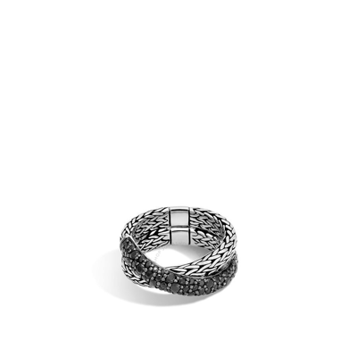 Shop John Hardy Classic Chain Black Sapphire Sterling Silver Ring - Rbs933024blsx7 In Silver-tone