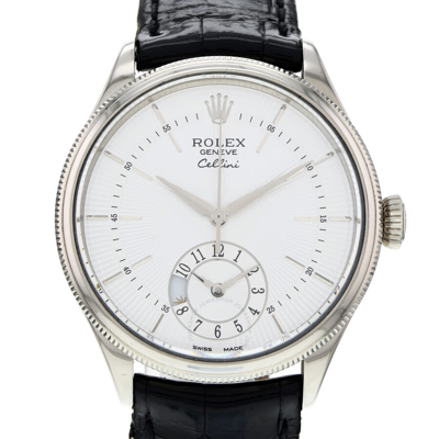 Shop Rolex Cellini Dual Time Automatic Chronometer Day-night Silver Dial Men's Watch 50529 In Black / Gold / Gold Tone / Silver / White