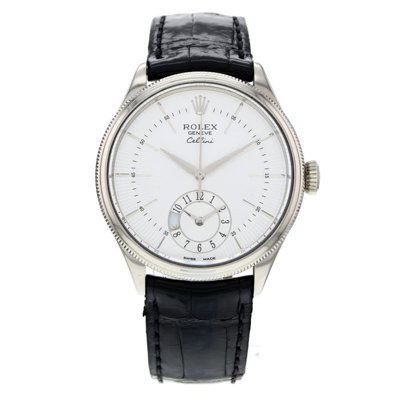 Shop Rolex Cellini Dual Time Automatic Chronometer Day-night Silver Dial Men's Watch 50529 In Black / Gold / Gold Tone / Silver / White