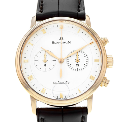 Shop Blancpain Villeret Chronograph Silver Dial Men's Watch 4082-3642-55b In Brown / Gold / Gold Tone / Rose / Rose Gold / Rose Gold Tone / Silver