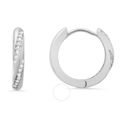 Shop Kylie Harper Sterling Silver Swirl Cz 15mm Hoop Earrings In Silver-tone