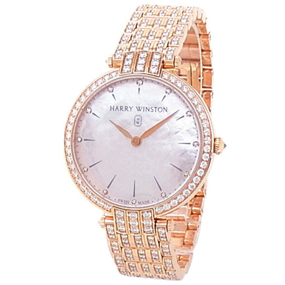 Shop Harry Winston Premier Quartz Diamond Ladies Watch 210/lq36rr.mpd/d3.1/d3.1 In Gold / Gold Tone / Mop / Mother Of Pearl / Rose / Rose Gold / Rose Gold Tone
