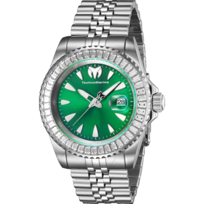 Shop Technomarine Manta Sea Quartz Crystal Green Dial Men's Watch Tm-222059