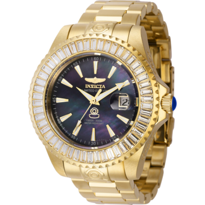 Shop Invicta Pro Diver Date Automatic Crystal Black Dial Men's Watch 44315 In Black / Gold / Gold Tone