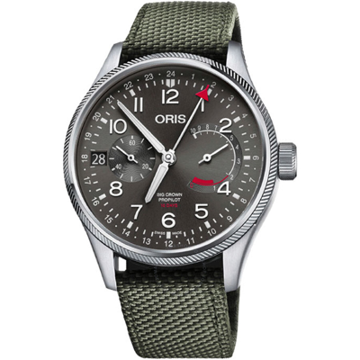 Shop Oris Big Crown Grey Dial Men's Watch 01 114 7746 4063-set 5 22 14fc In Green / Grey