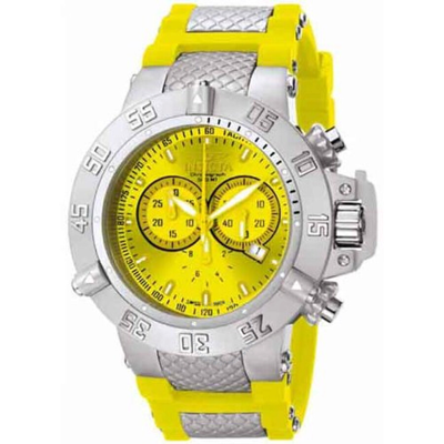 Shop Invicta Subaqua Noma Iii Swiss Chronograph Yellow Dial Stainless Steel Men's Watch 1377