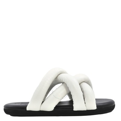 Shop Moncler Ladies White Jbraided Slides Sandals In White1