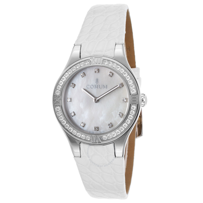 Shop Corum Romulus Mother Of Pearl Dial Ladies Watch 024.131.69/0009 Pn34 In Gold / Mop / Mother Of Pearl / White