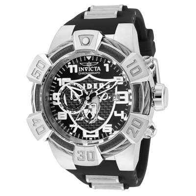 Shop Invicta Nfl Las Vegas Raiders Black Dial Men's Watch 35783 In Black / Gun Metal / Gunmetal / Silver / White