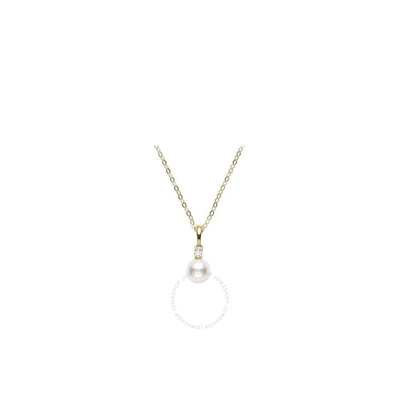 Mikimoto Everyday Essentials 18k Yellow Gold 6-6.5mm A+ Akoya Pearl And Diamond Pendant - Pps602dk In Yellow